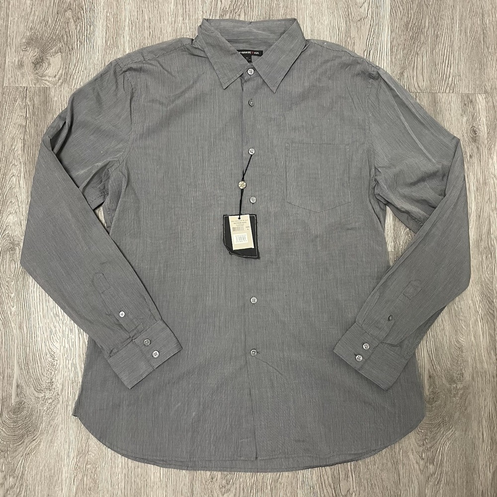John Varvatos Shirt Men's Size X-Large Gray Microstripe Western Button Up Dress